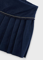 Navy Pleated Knit Skort