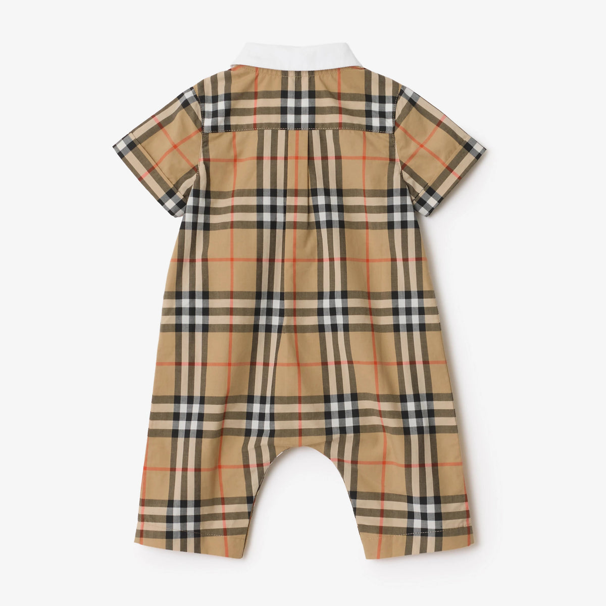 Burberry Baby Boys Beige Check Cotton Romper | Casa Childrenswear
