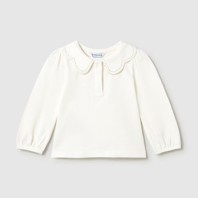 Mayoral White & Pink Trim T-Shirt | Casa Childrenswear