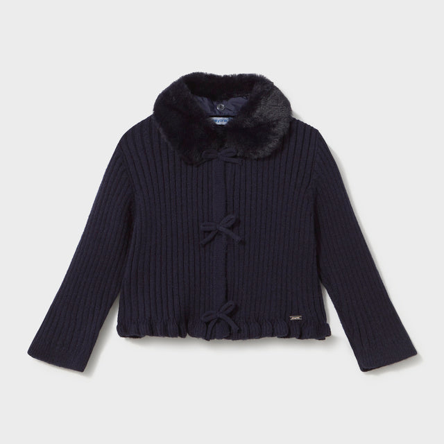 Navy Faux Fur Cardigan