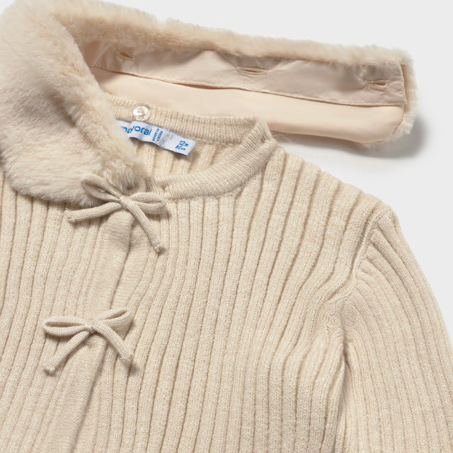Beige Faux Fur Cardigan