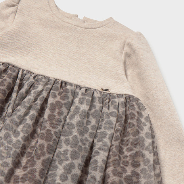 Mayoral Beige Tulle Leopard Dress | Casa Childrenswear