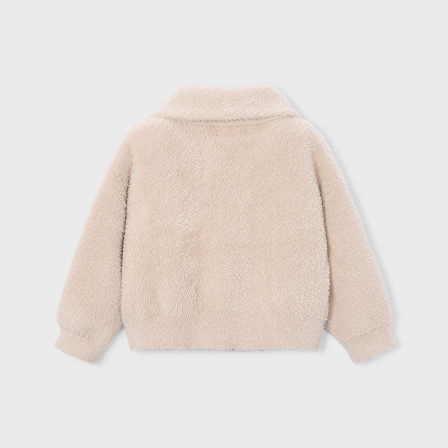 Mayoral Beige Furry Zip Sweater | Casa Childrenswear