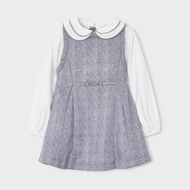 Grey Flower Print Dress