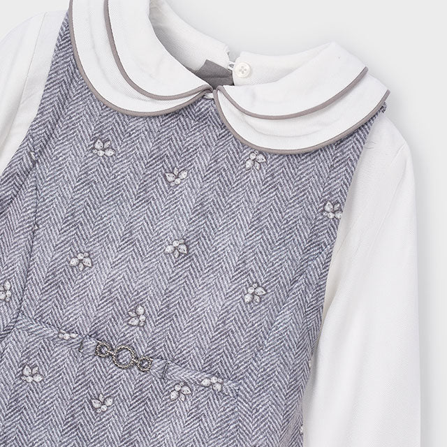 Grey Flower Print Dress