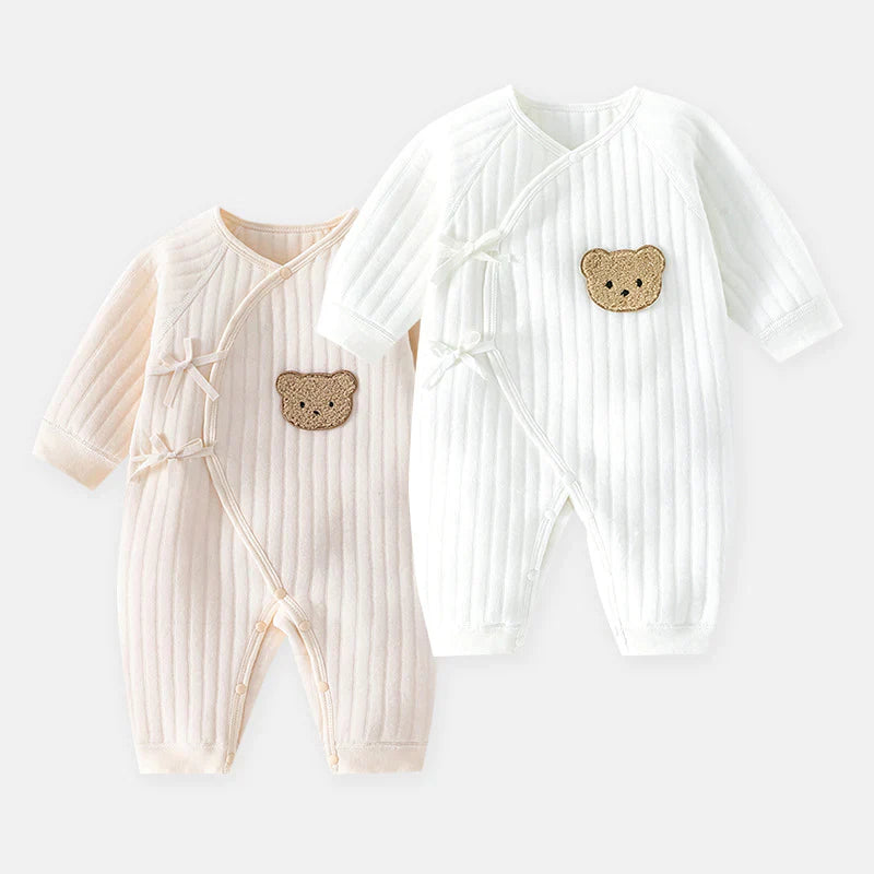 Cozy Crew Club Teddy Bear Stone Boucle Wrap Babygrow | Casa Childrenswear