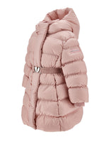 Girls Pink Long Jacket with Belt