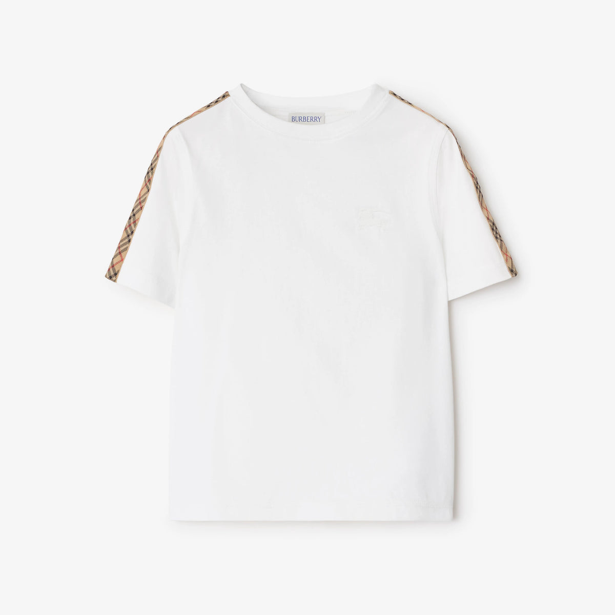 Burberry Check Tape T-Shirt in White | Casa Childrenswear