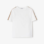 Burberry Check Tape T-Shirt in White | Casa Childrenswear