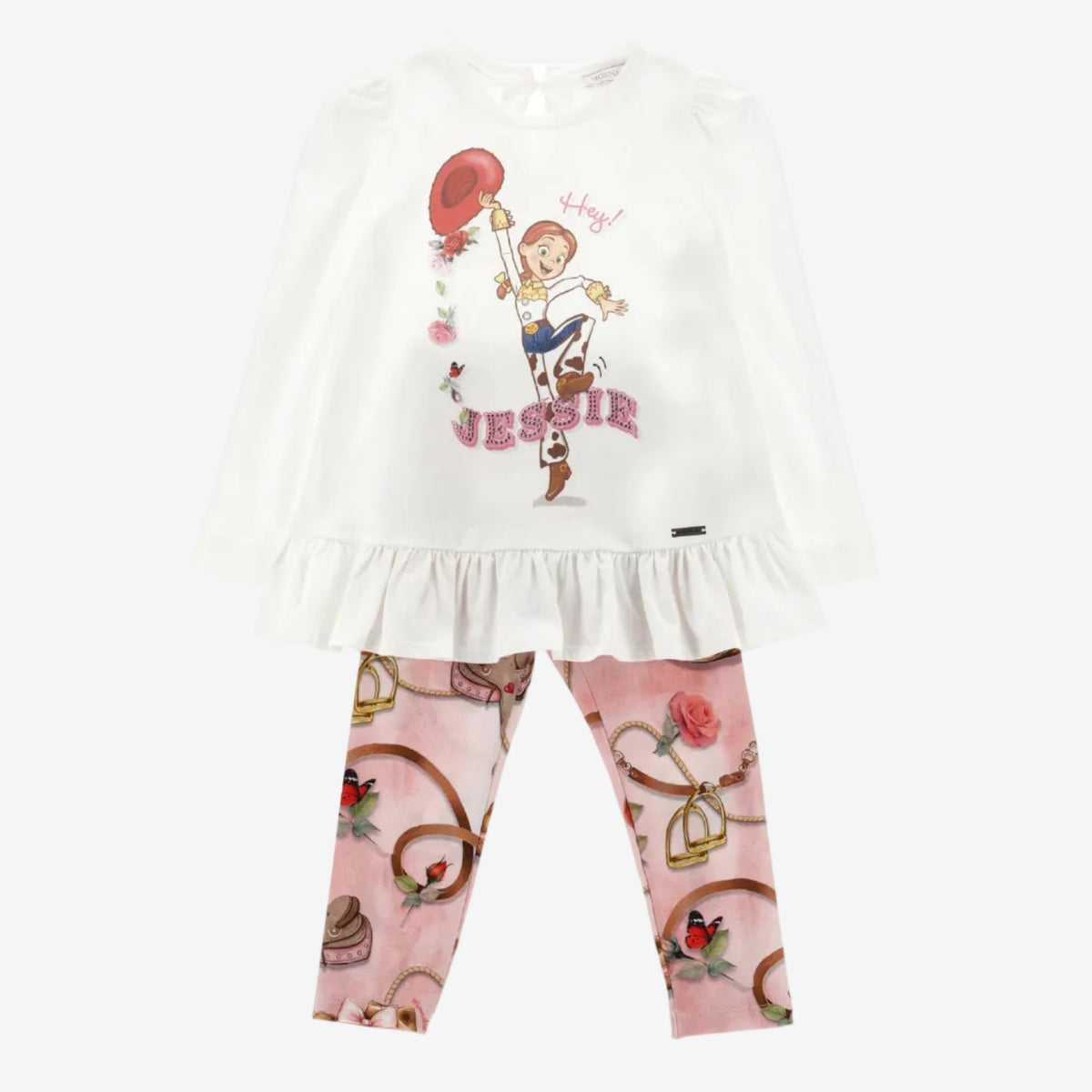 Monnalisa Girls White & Pink Jessie Leggings Set | Casa Childrenswear