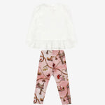 Monnalisa Girls White & Pink Jessie Leggings Set | Casa Childrenswear