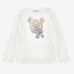 Monnalisa Girls White Bear Top | Casa Childrenswear