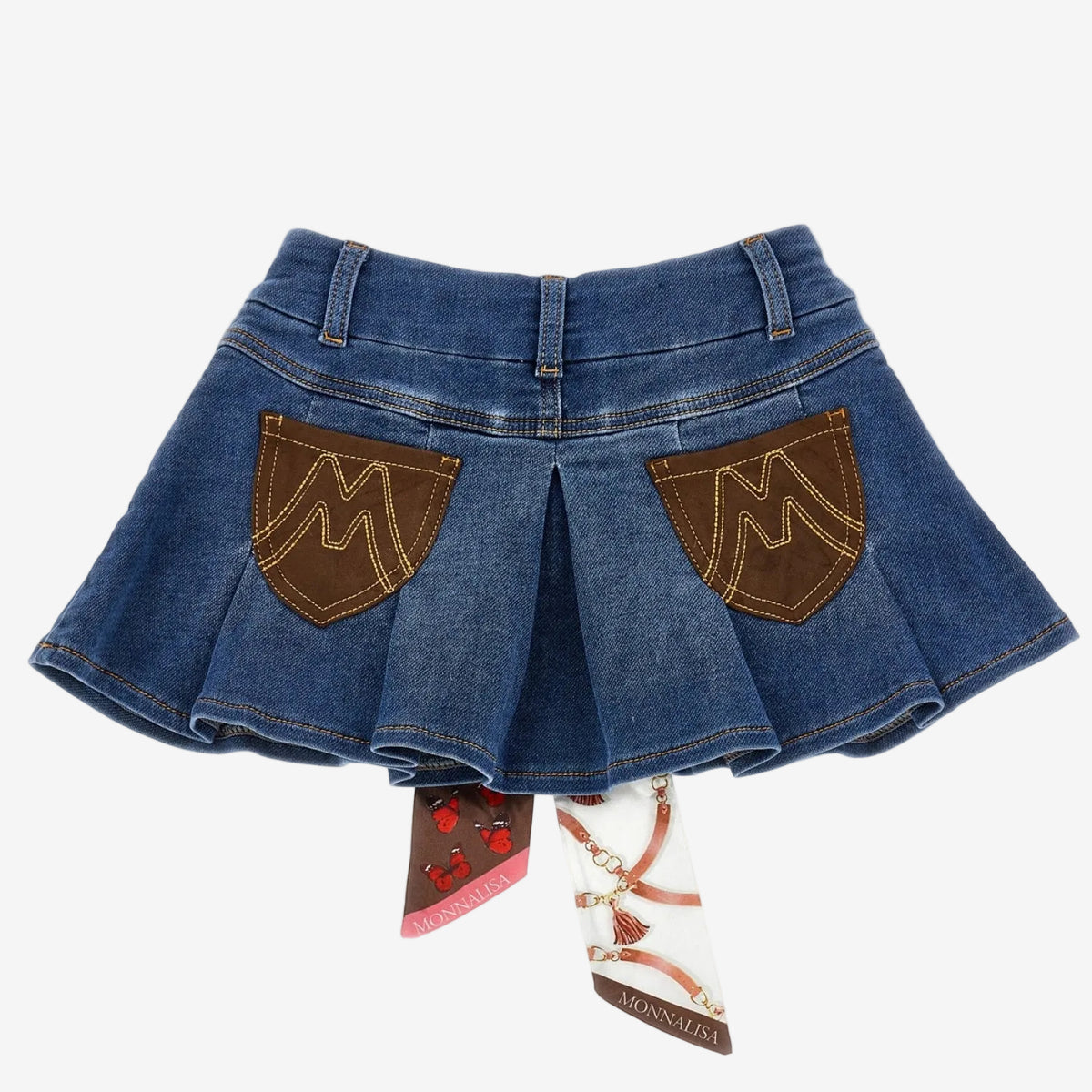 Monnalisa Girls Denim Skirt with Bow | Casa Childrenswear