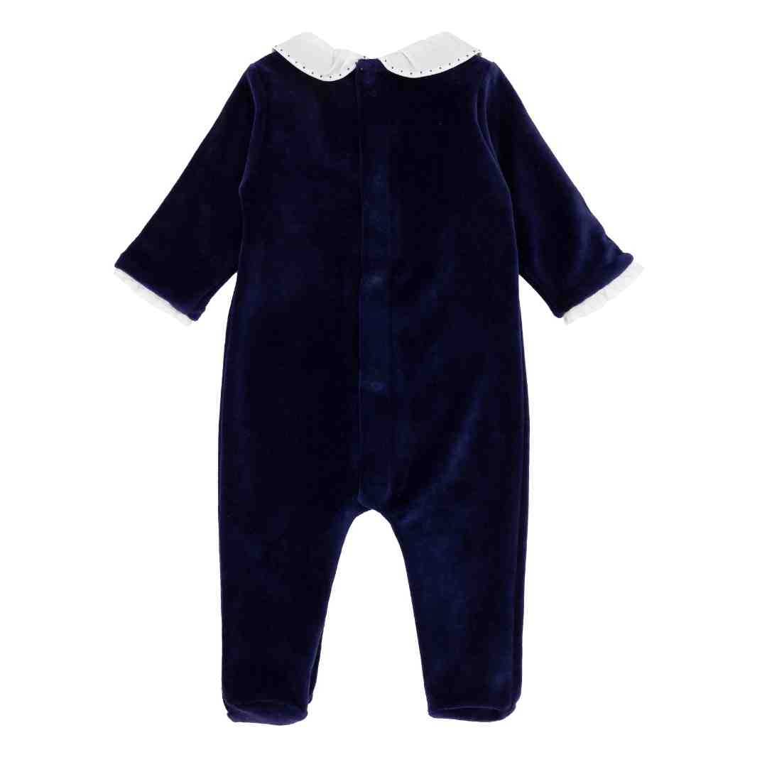 Adriana Mae Footie Velour Royal | Casa Childrenswear