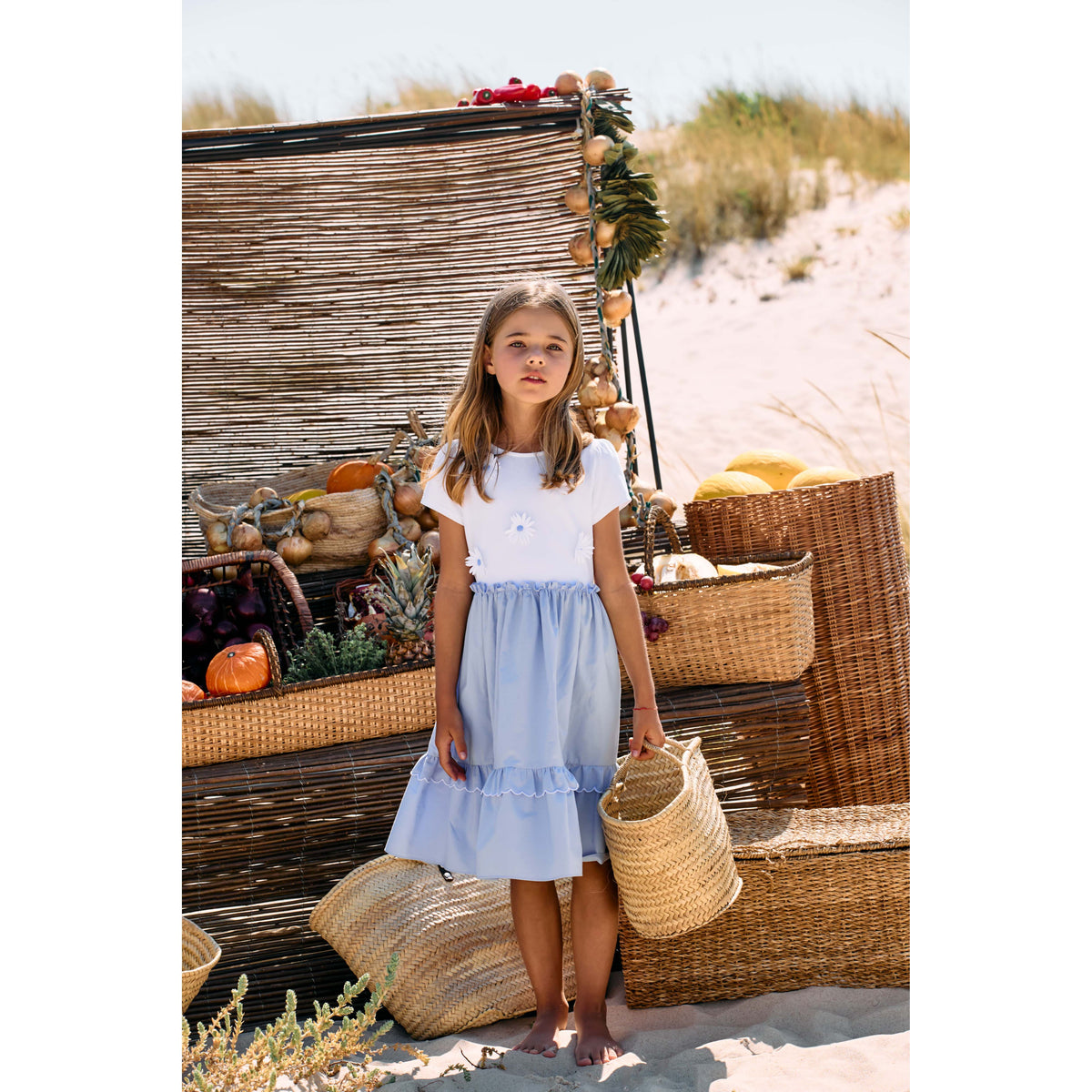 Patachou Girl White and Blue Dress | Casa Childrenswear