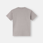 A short-sleeve crewneck t-shirt in a muted taupe-gray color.