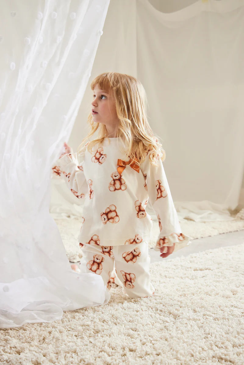 Caramelo Baby Girl White Soft teddy Pyjamas | Casa Childrenswear