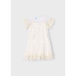 Mayoral Embroided Bone Tulle Dress | Casa Childrenswear