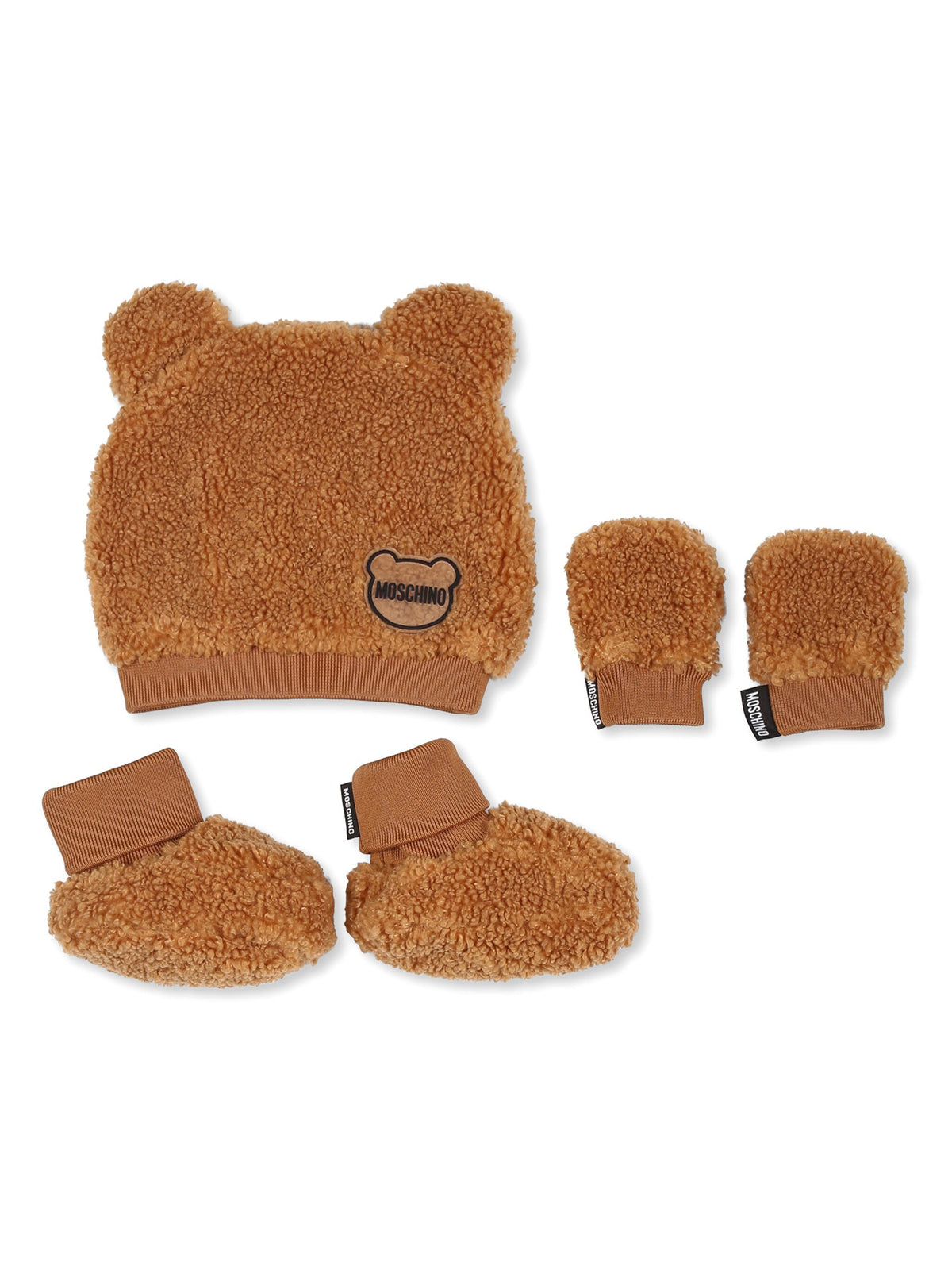 Moschino Baby Brown Hat Gloves Boots Gift Set | Casa Childrenswear