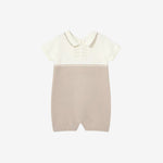 Mayoral Baby Boys Beige Knitted Romper with Collar | Casa Childrenswear