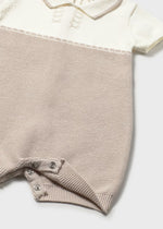Mayoral Baby Boys Beige Knitted Romper with Collar | Casa Childrenswear