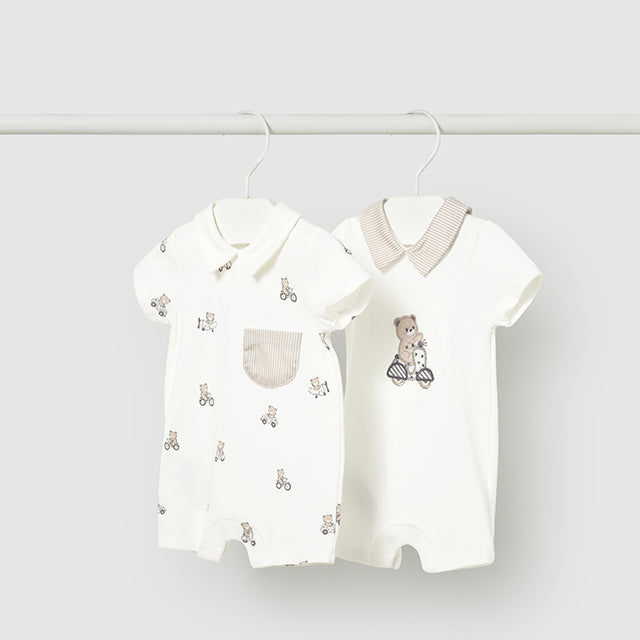 Mayoral Natural Bear Prints 2 Piece Romper Set | Casa Childrenswear