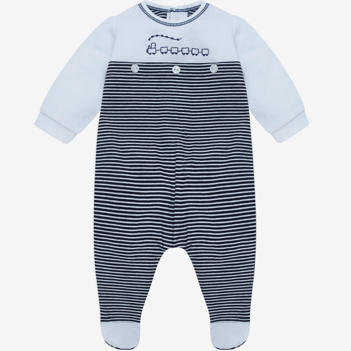Emile et Rose Lincoln Navy Striped Babygrow | Casa Childrenswear