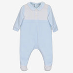 Emile et Rose Monty Blue Velour Babygrow | Casa Childrenswear