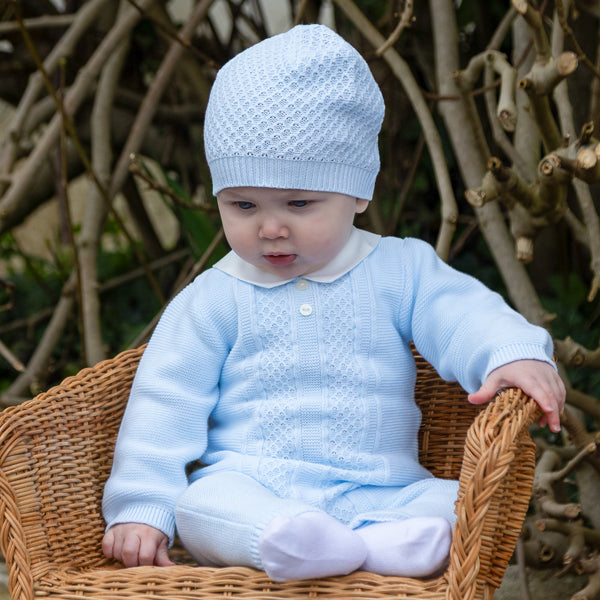 Emile et Rose Munro Blue Knitted Babygrow | Casa Childrenswear