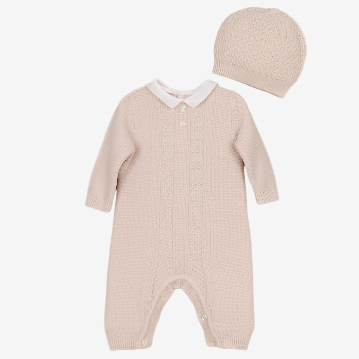 Emile et Rose Munro Beige Knitted Babygrow | Casa Childrenswear