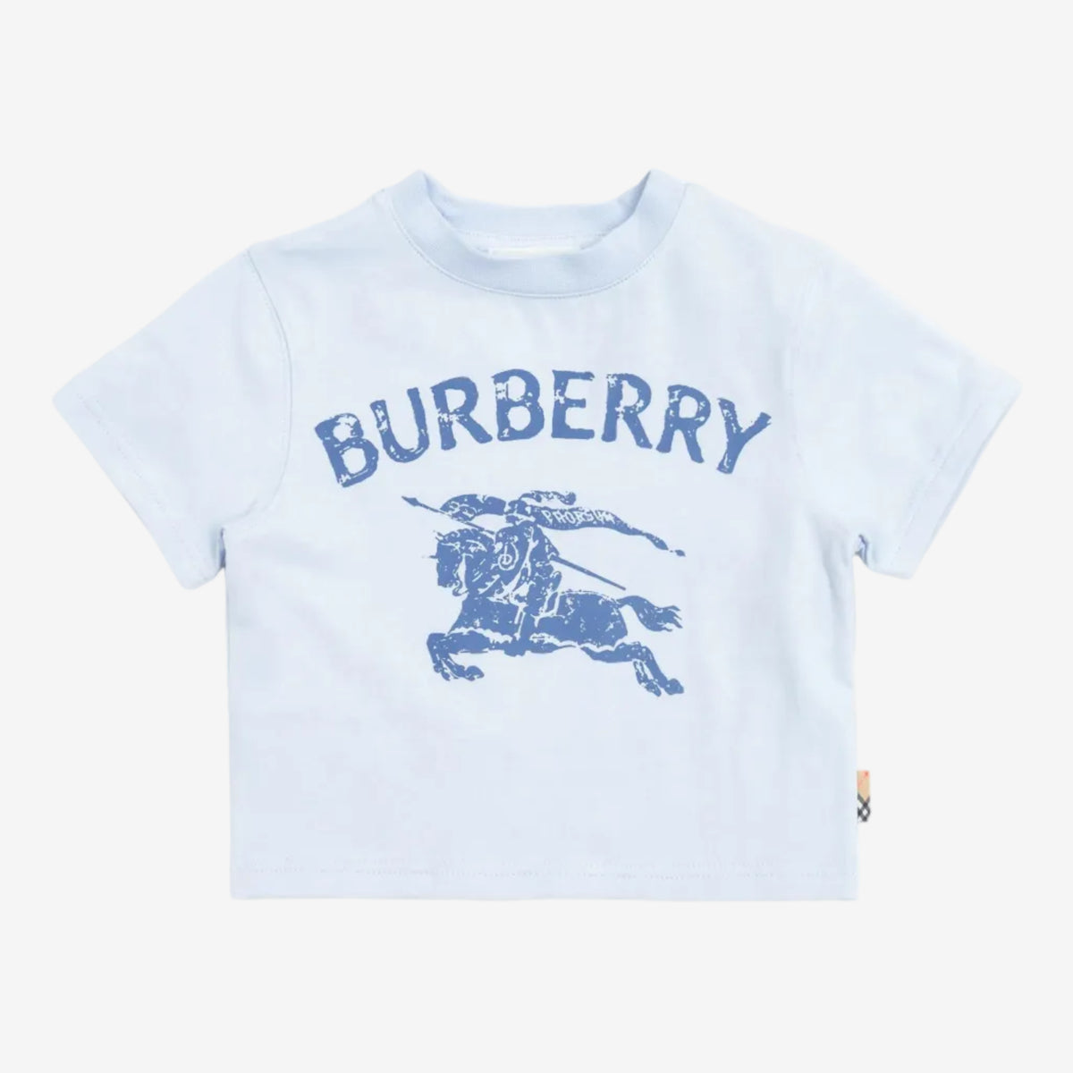 Burberry Baby Boys Ice Blue T-Shirt with Stamp Logo | Casa Childrenswear