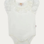 Caramelo Baby Girl White Frilliy Short Sleeved Romper | Casa Childrenswear