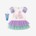 Caramelo Girls Tulle Jersey Graphic Dress | Casa Childrenswear