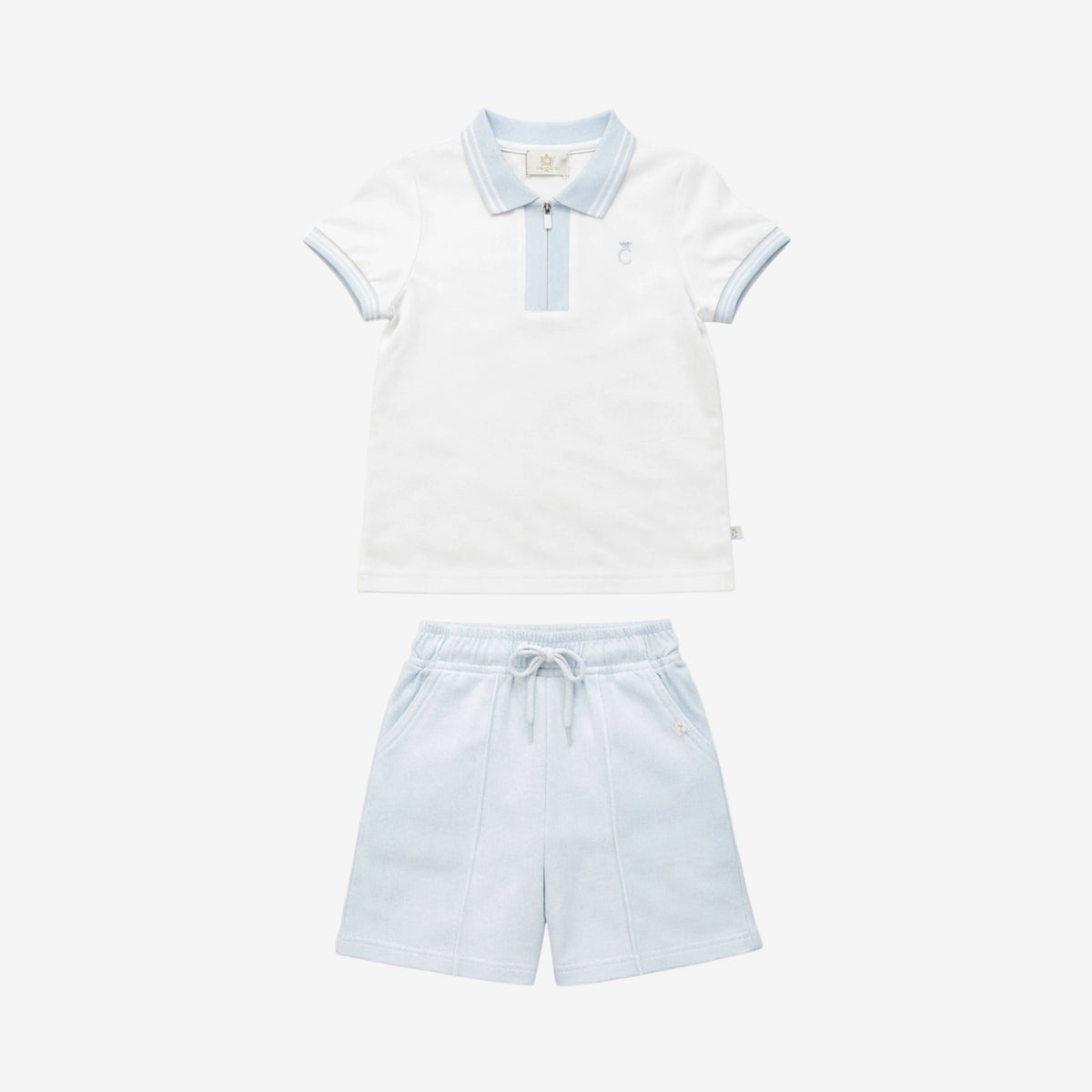 Caramelo Boys Blue Pique Polo and Short Set | Casa Childrenswear