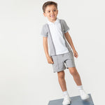 Caramelo Grey Zip Polo Short Set | Casa Childrenswear