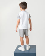Caramelo Grey Zip Polo Short Set | Casa Childrenswear