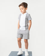 Caramelo Grey Zip Polo Short Set | Casa Childrenswear