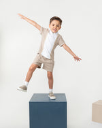 Caramelo Mink Zip Polo Short Set | Casa Childrenswear