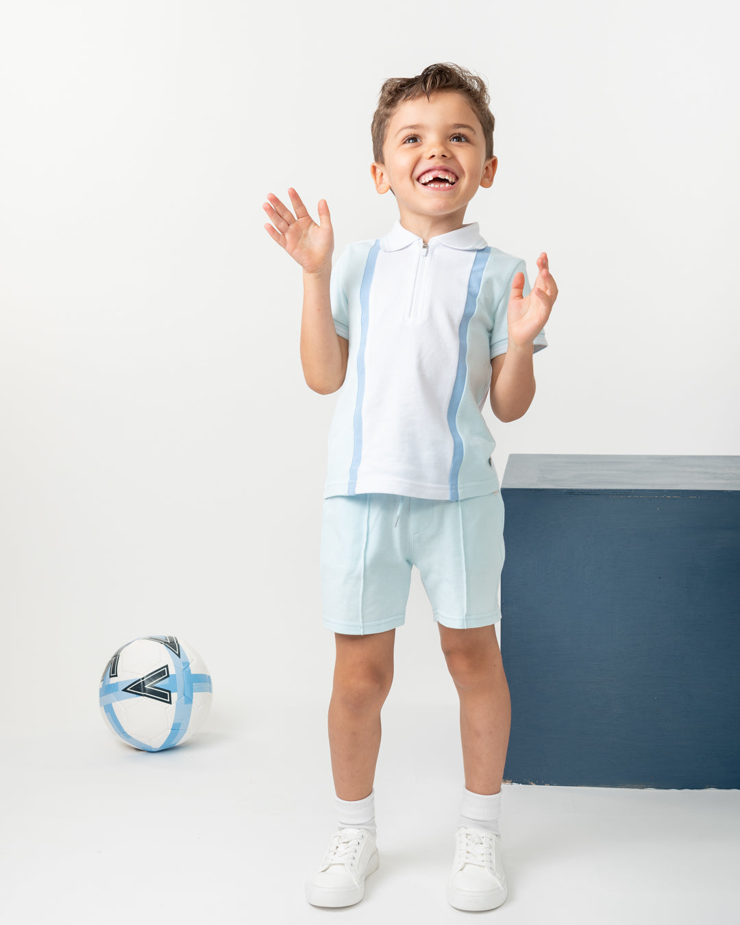 Caramelo Sky Zip Polo Short Set | Casa Childrenswear