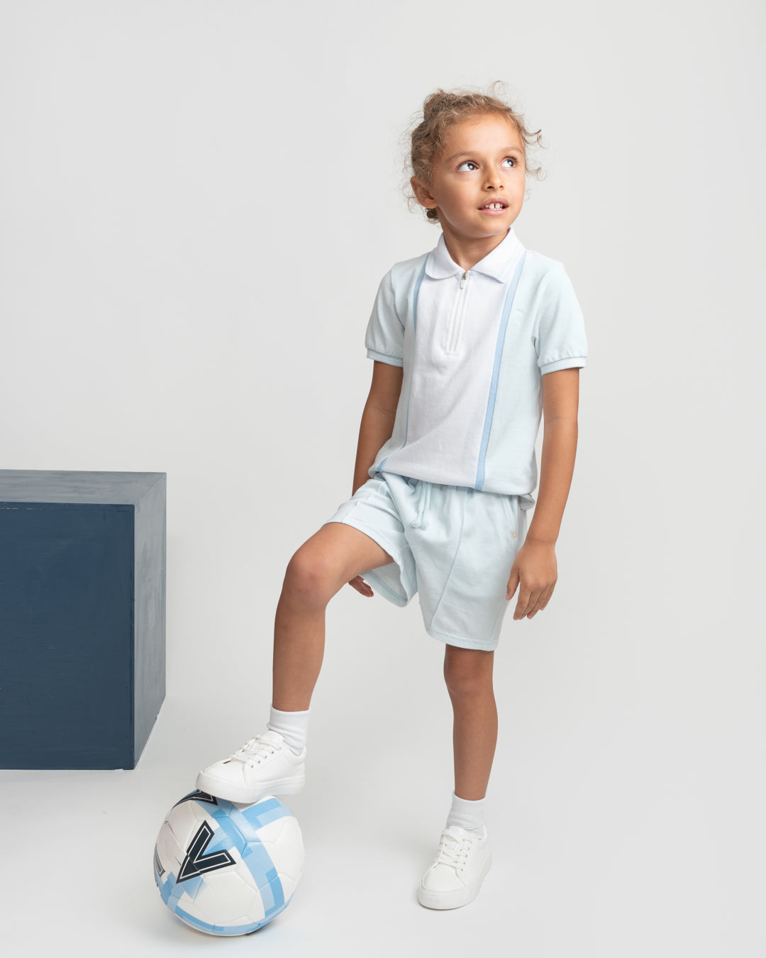 Caramelo Sky Zip Polo Short Set | Casa Childrenswear