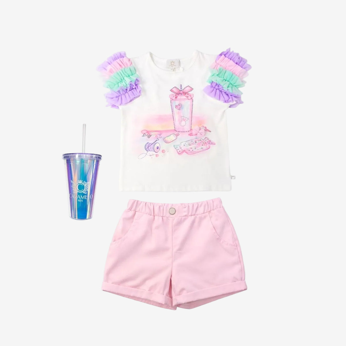 Caramelo Girls Graphic Short Set | Casa Childrenswear