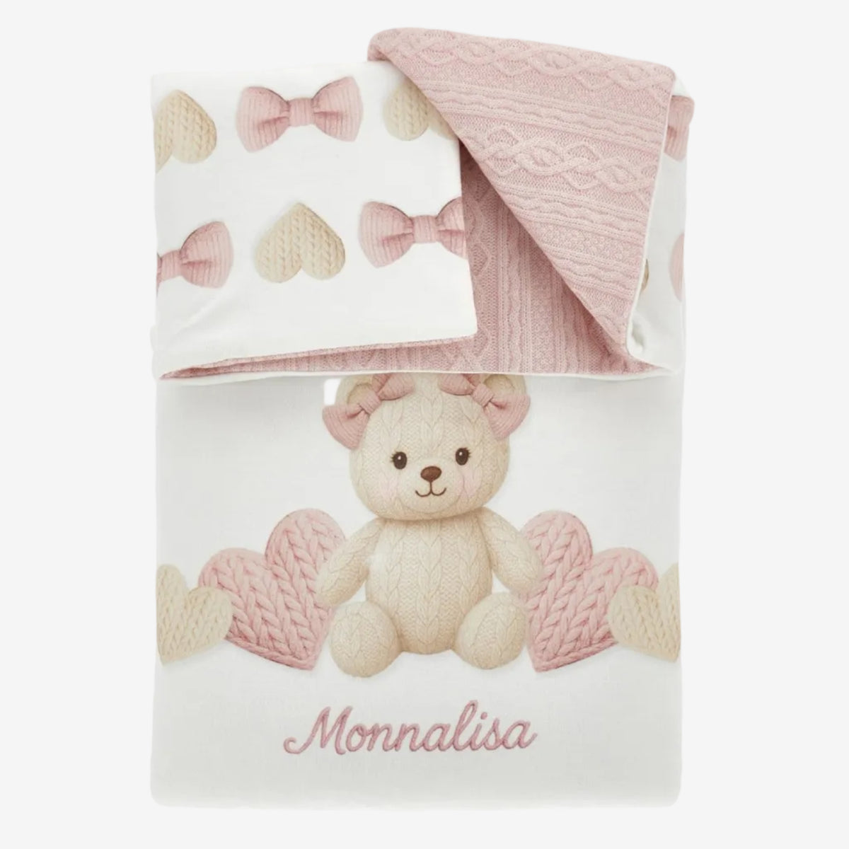 Monnalisa Baby Girls Teddy Blanket - flat lay view