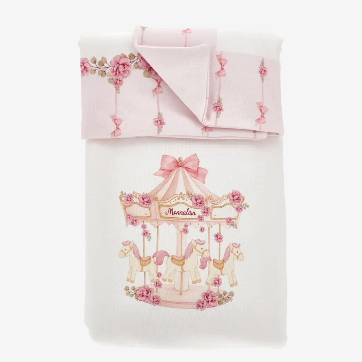 Monnalisa Baby Girls Carousel Blanket - flat lay view
