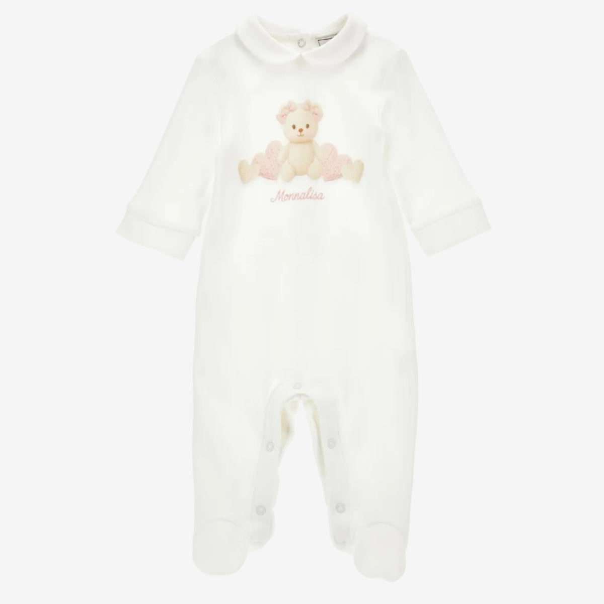 Monnalisa Baby Girls White Teddy Babygrow | Casa Childrenswear