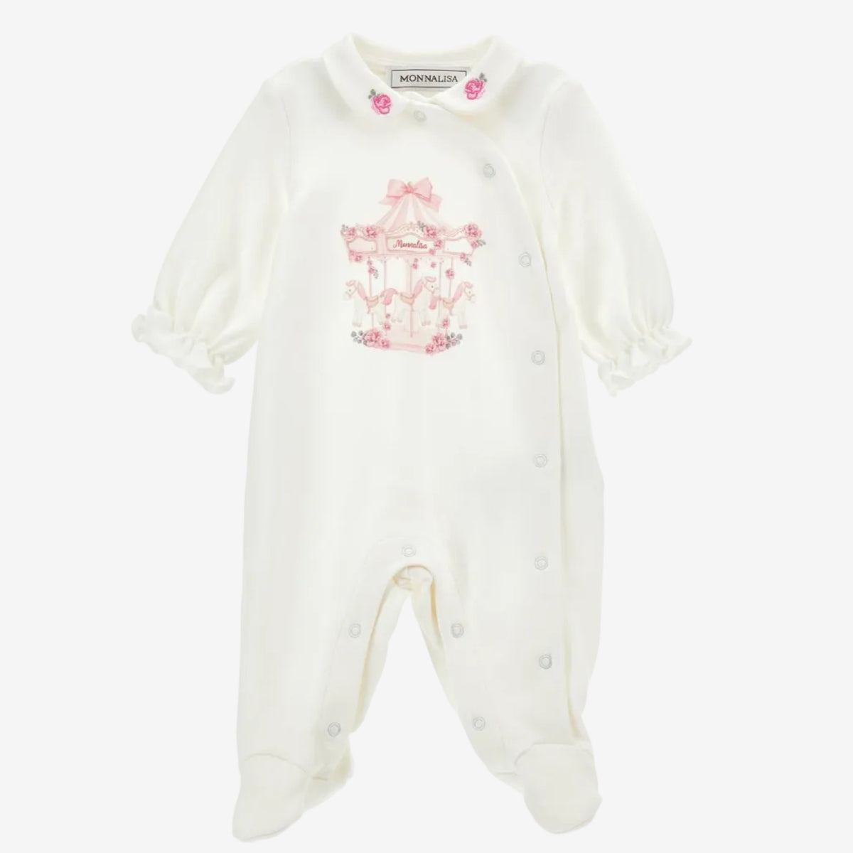 Monnalisa Baby Girls White Carousel Babygrow | Casa Childrenswear