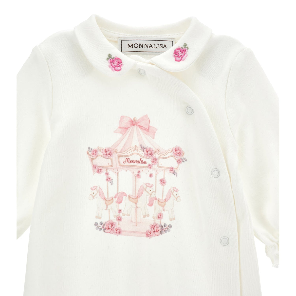 Monnalisa Baby Girls White Carousel Babygrow | Casa Childrenswear