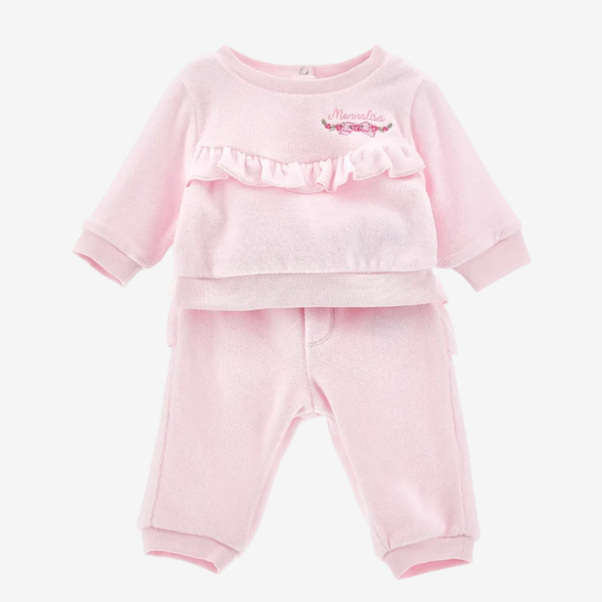 Monnalisa Baby Girls Pink Ruffle Tracksuit | Casa Childrenswear
