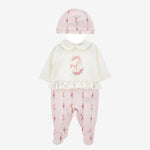 Monnalisa Baby Girls Pink & White Babygrow with Hat | Casa Childrenswear