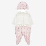 Monnalisa Baby Girls Pink & White Babygrow with Hat | Casa Childrenswear