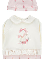 Baby Girls Pink & White Babygrow with Hat